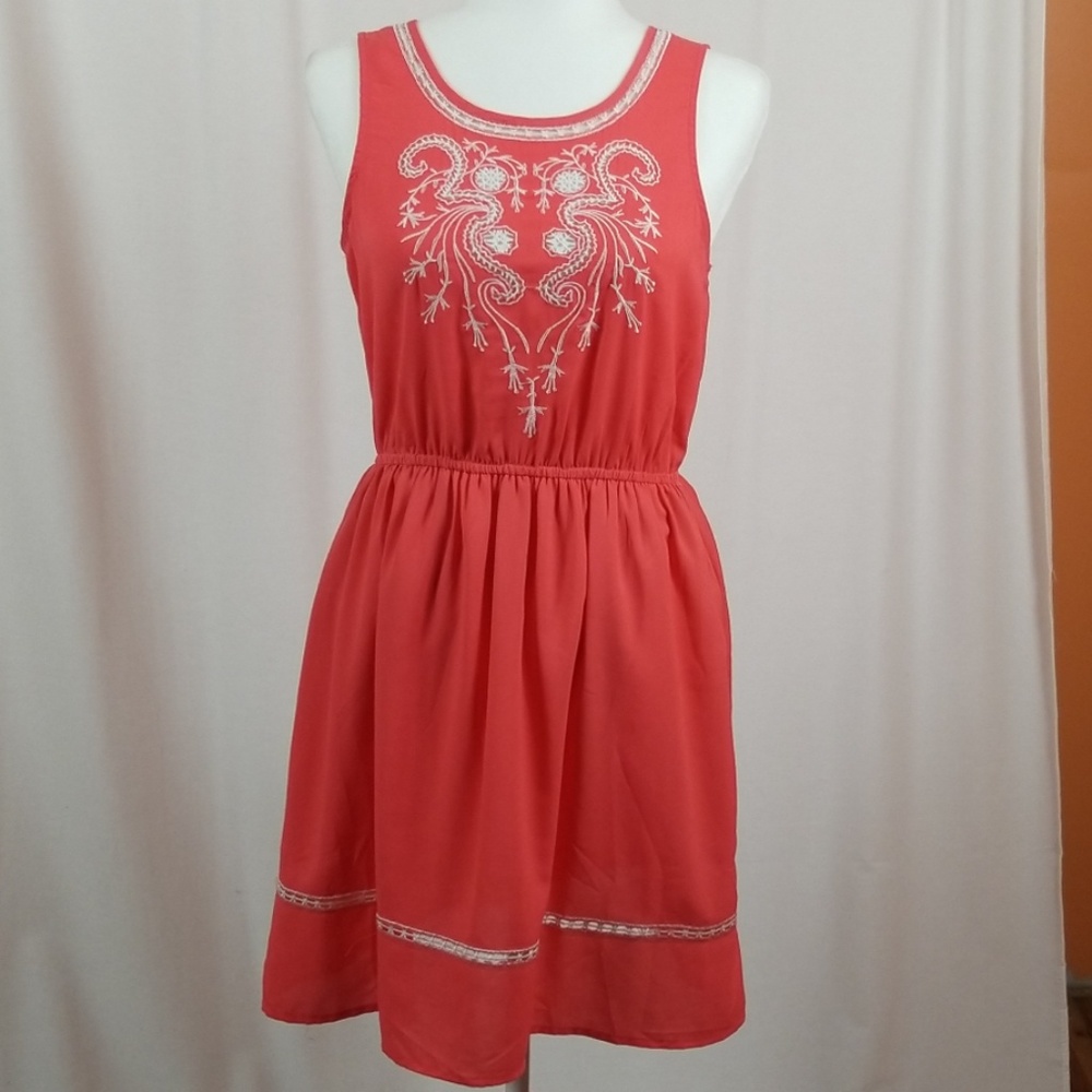 Doe & Rae peach/pink sun dress. Size medium